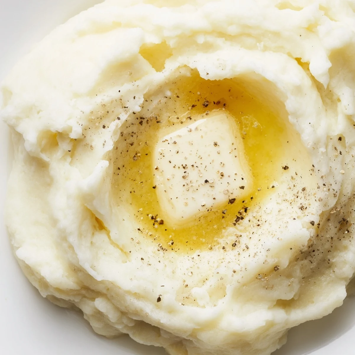 Creamy Mash with Butter piled high in a rustic bowl, garnished with fresh chives and a melting pat of butter.
