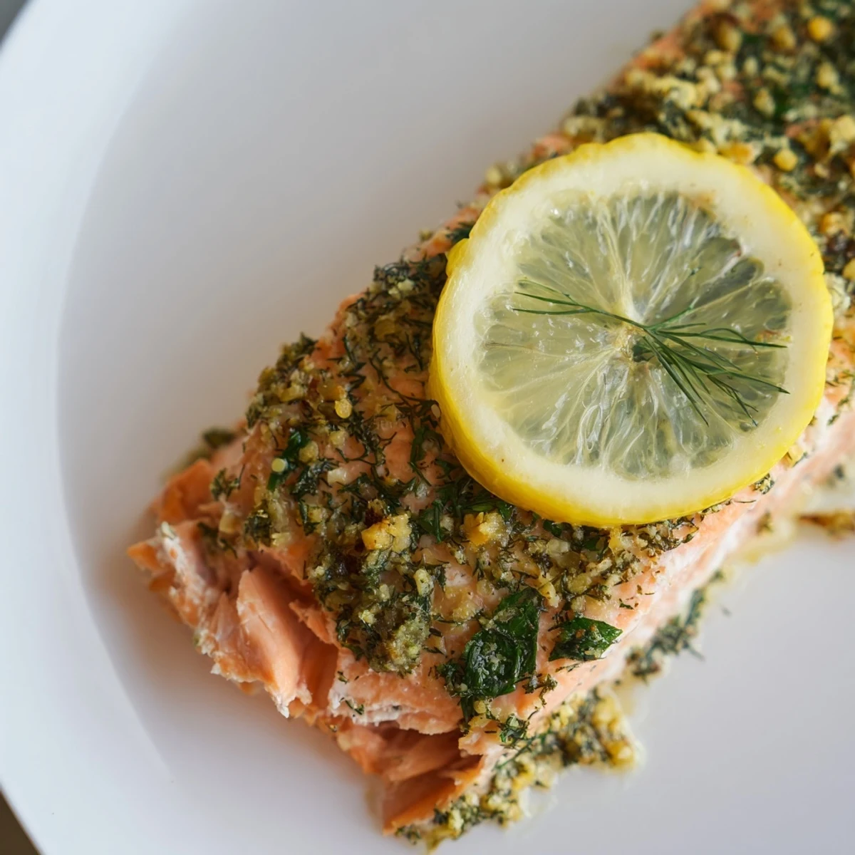 A platter of Baked Salmon with Lemon and Herbs served alongside roasted asparagus and fluffy rice.