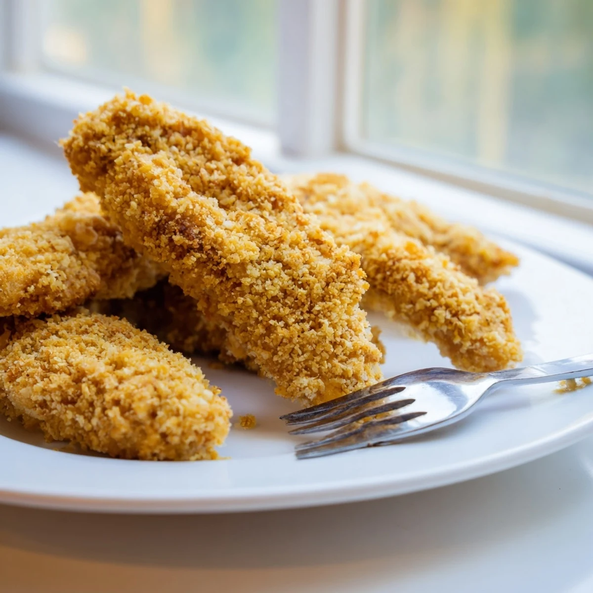 Juicy chicken tenders with a crunchy panko crust, freshly air fried until golden and ready to dip in ranch.  
