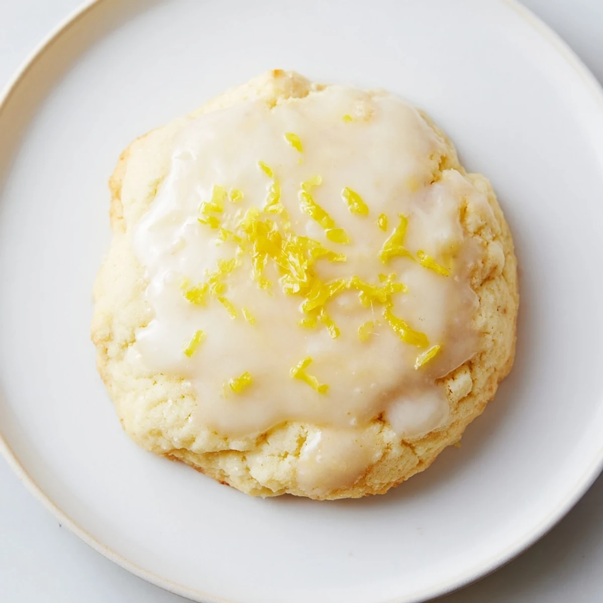A rustic platter of Lemon Ricotta Cookies with Glaze, some stacked, some drizzled, alongside a steaming cup of Earl Grey tea.