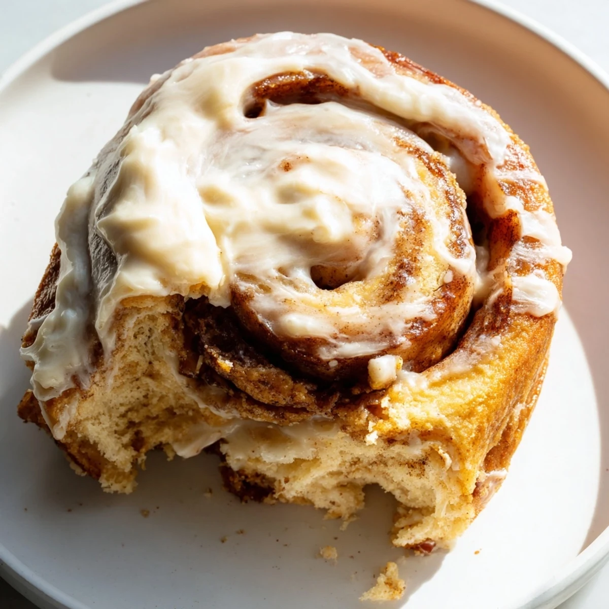 A close-up of keto cinnamon buns with rich icing, perfect for a low-carb breakfast.