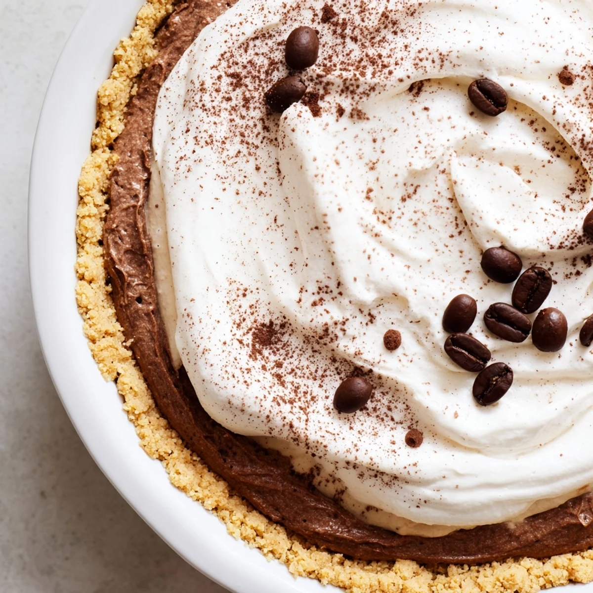 Keto Cold Brew Coffee Pie in a glass dish, featuring no-bake creamy filling and bold coffee aroma, ideal for low-carb gatherings.