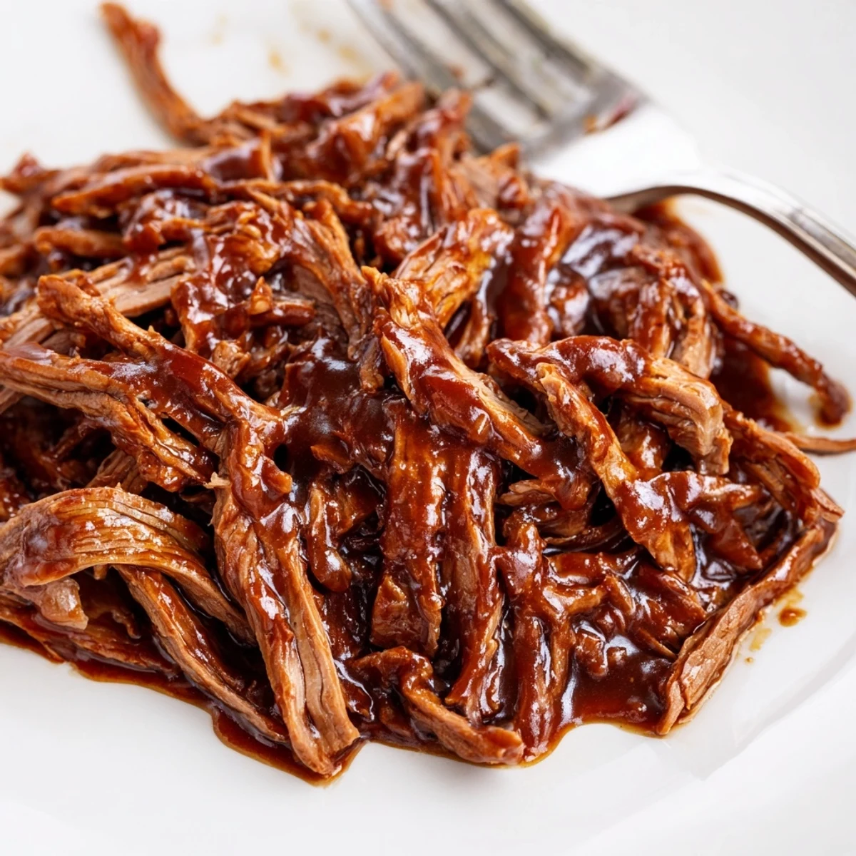 Flank steak slices swim in glossy, sticky sauce over steamed rice in Ultimate Slow Cooker Mongolian Beef.  