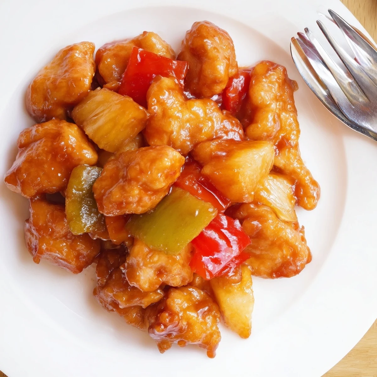 Slow-cooker sweet Hawaiian chicken simmering with pineapple chunks and colorful bell peppers in a savory glaze.