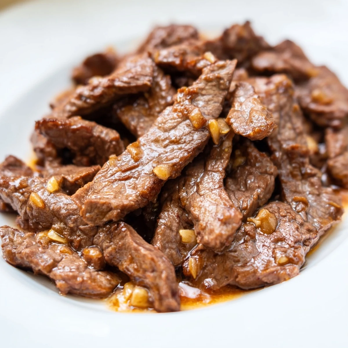 Ultimate Slow Cooker Mongolian Beef served family-style with green onions and sesame seeds on top.