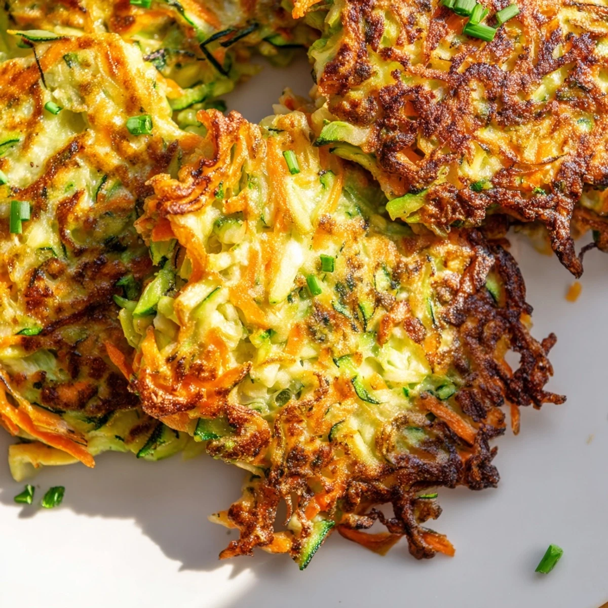 A close-up of Crispy Easy Zucchini Fritters showing a crunchy exterior and tender interior.