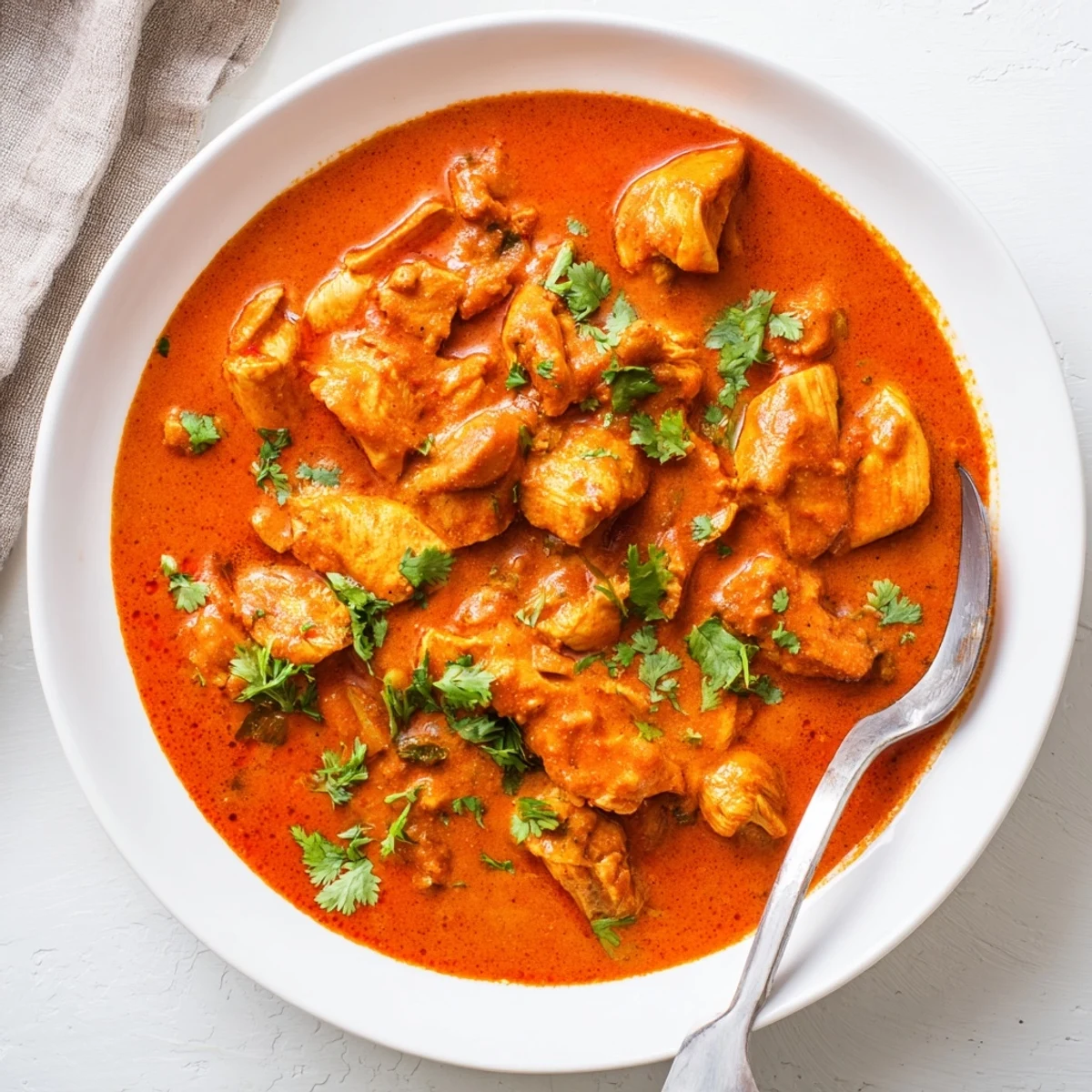 Velvety homemade butter chicken featuring melt-in-your-mouth chicken thighs in aromatic spiced cream sauce