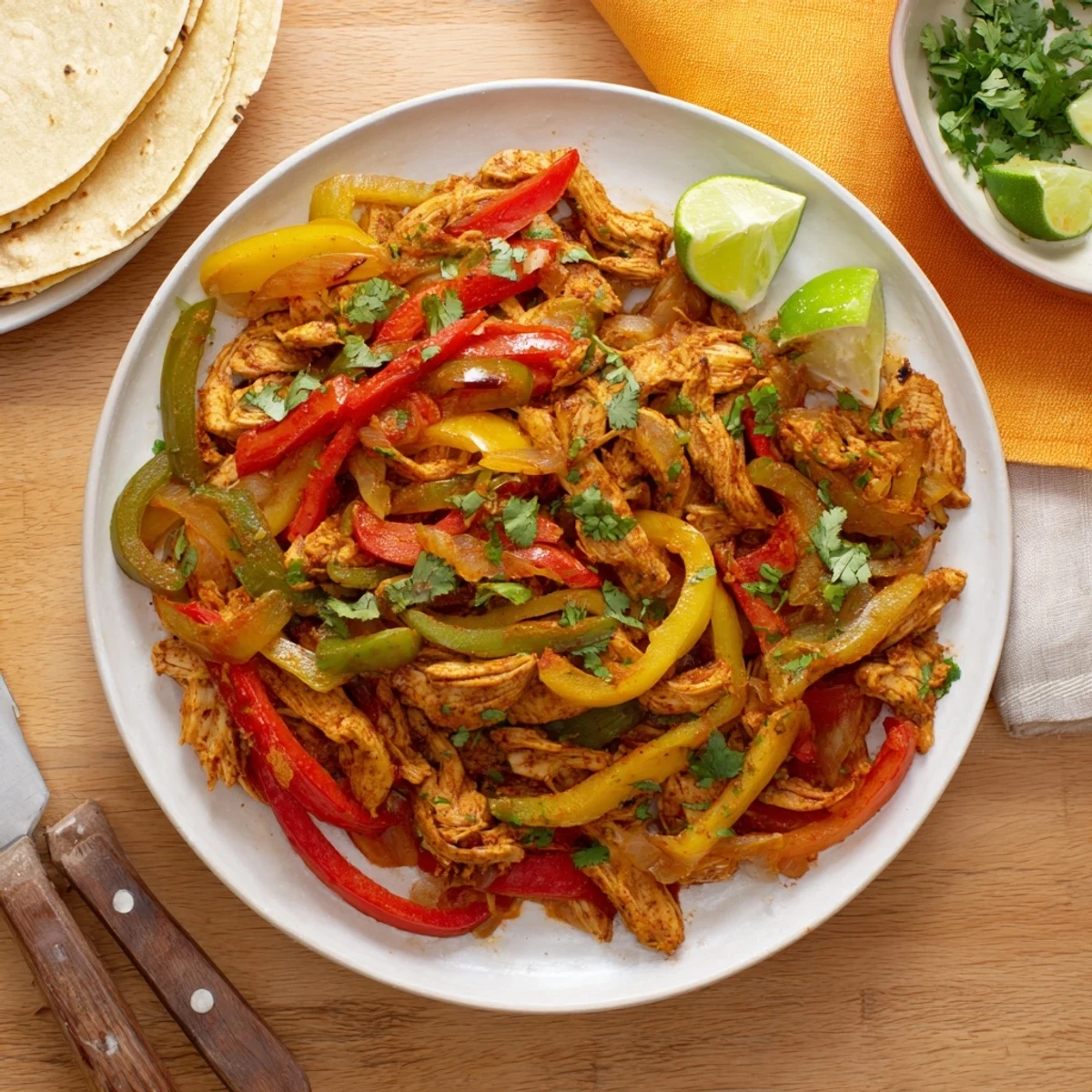 Savory slow cooker chicken fajitas served in warm tortillas with fresh cilantro and lime