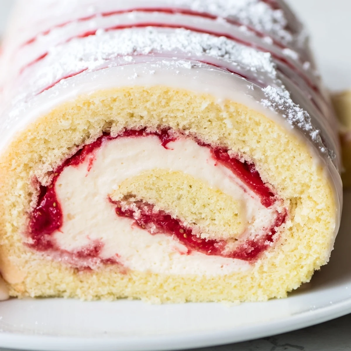 Soft Strawberry Shortcake Cheesecake Rolls swirled with creamy cheesecake filling and bright red strawberries