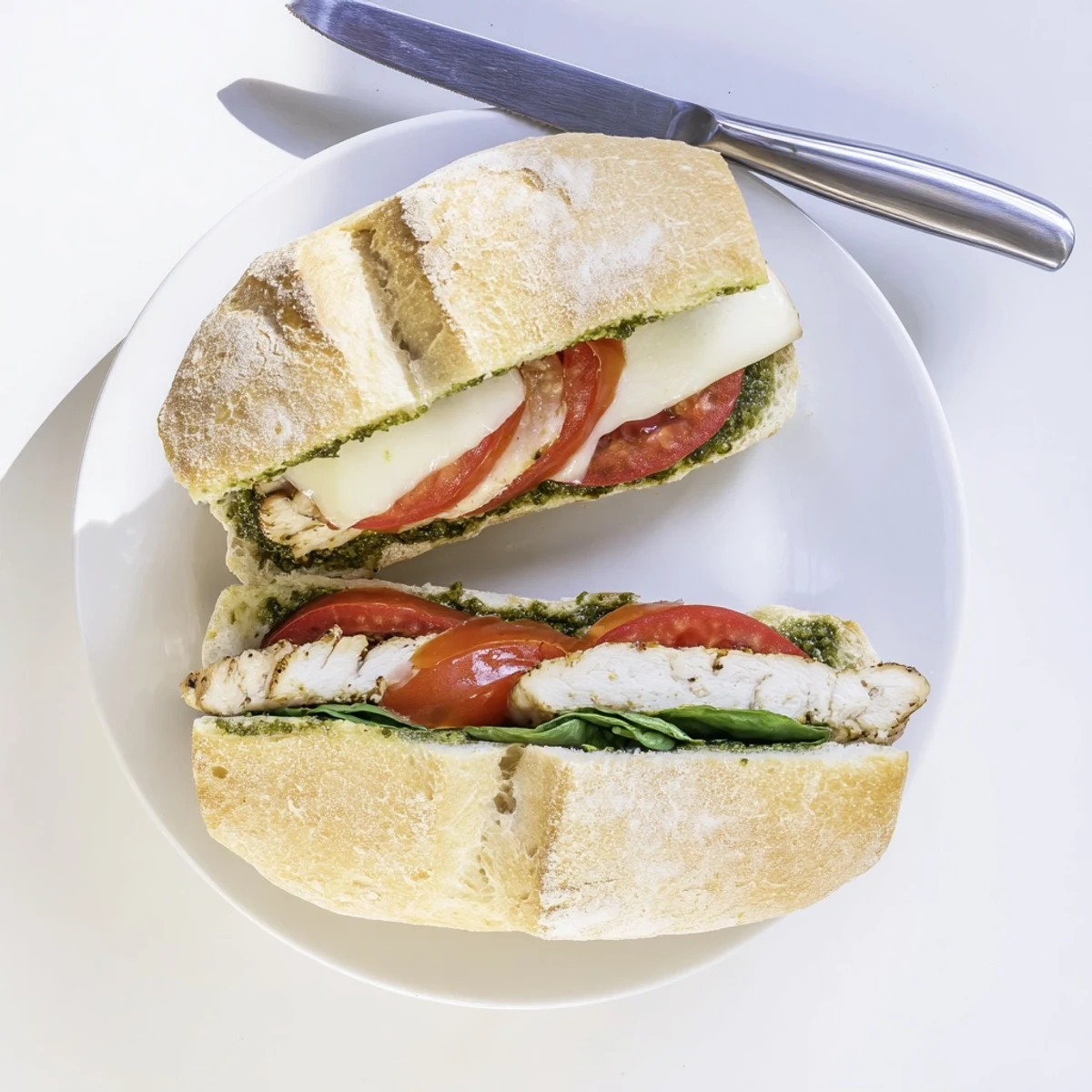 Golden grilled chicken with melted mozzarella on a toasted chicken pesto sandwich recipe