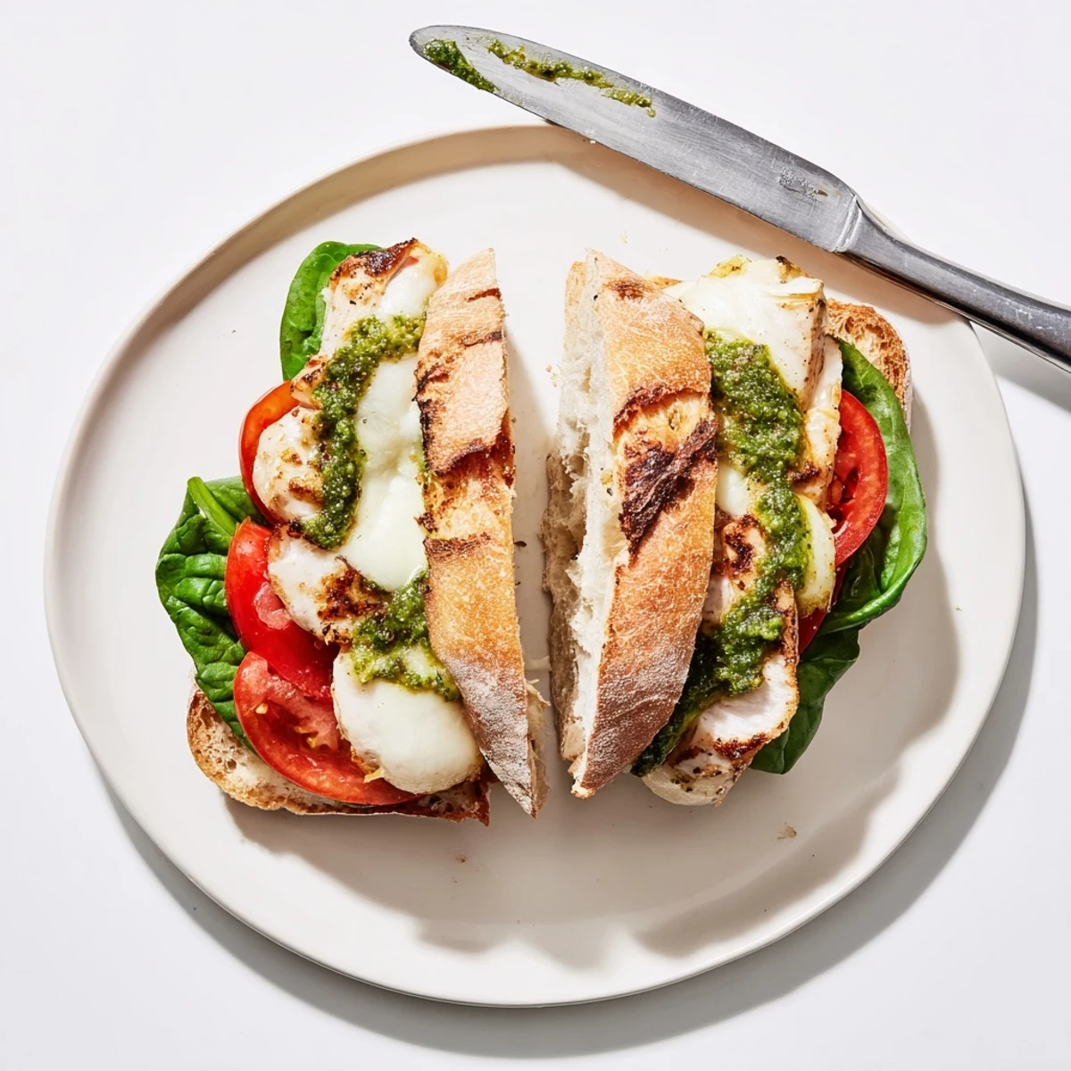 Juicy cheesy chicken cutlets nestled inside this chicken pesto sandwich recipe served open-faced