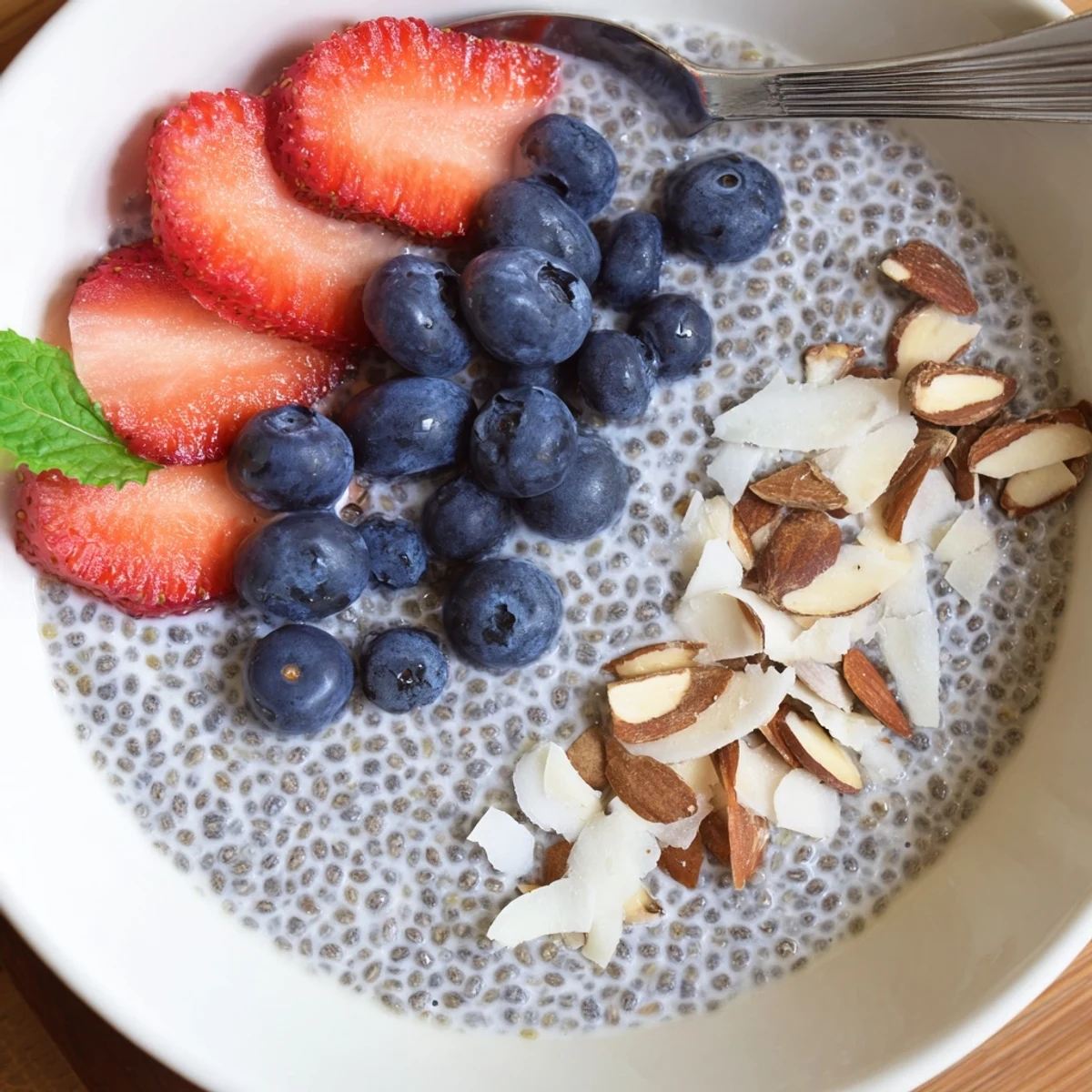 Chia Seed Pudding chilling in glass jars, silky texture ready to eat