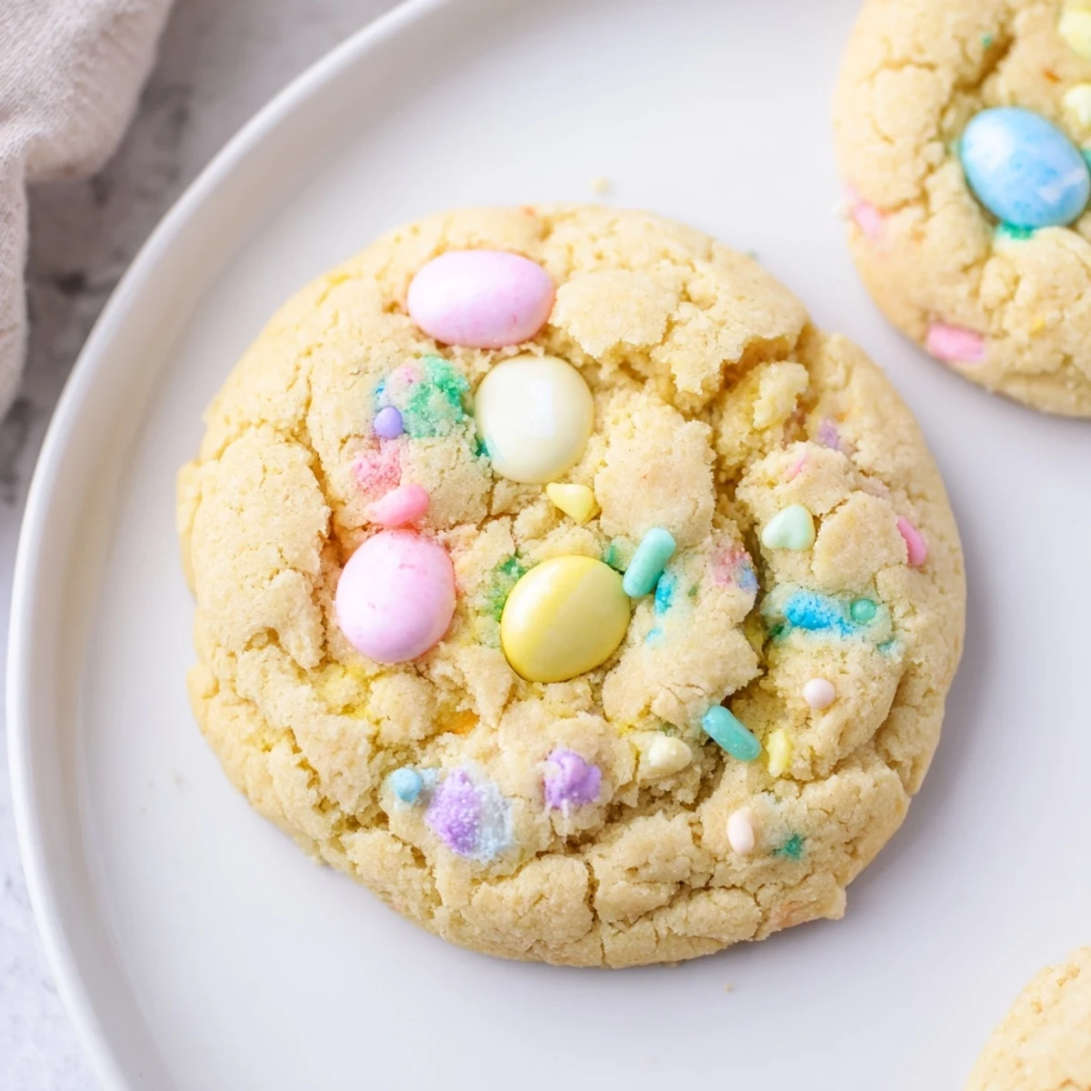 Fresh-baked Easter Funfetti Cookies cooling on wire rack, chewy texture, bright speckles