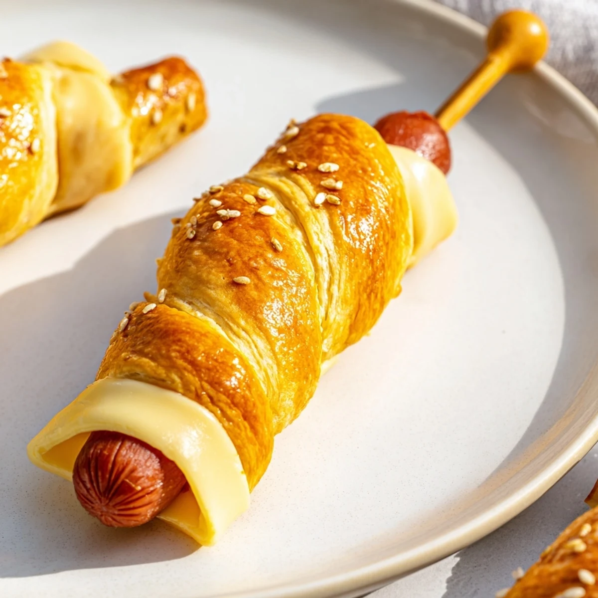 Crispy, buttery Firecracker Hot Dogs Recipe cooling on a parchment lined baking sheet