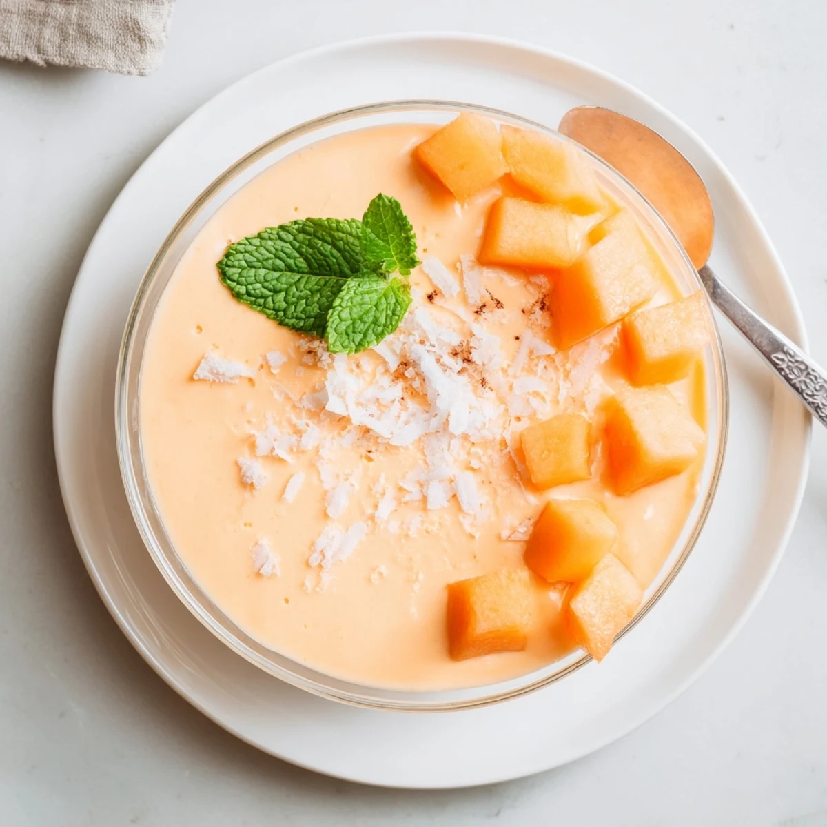 Smooth cantaloupe puree folded into sweet cream with a sprinkle of sea salt
