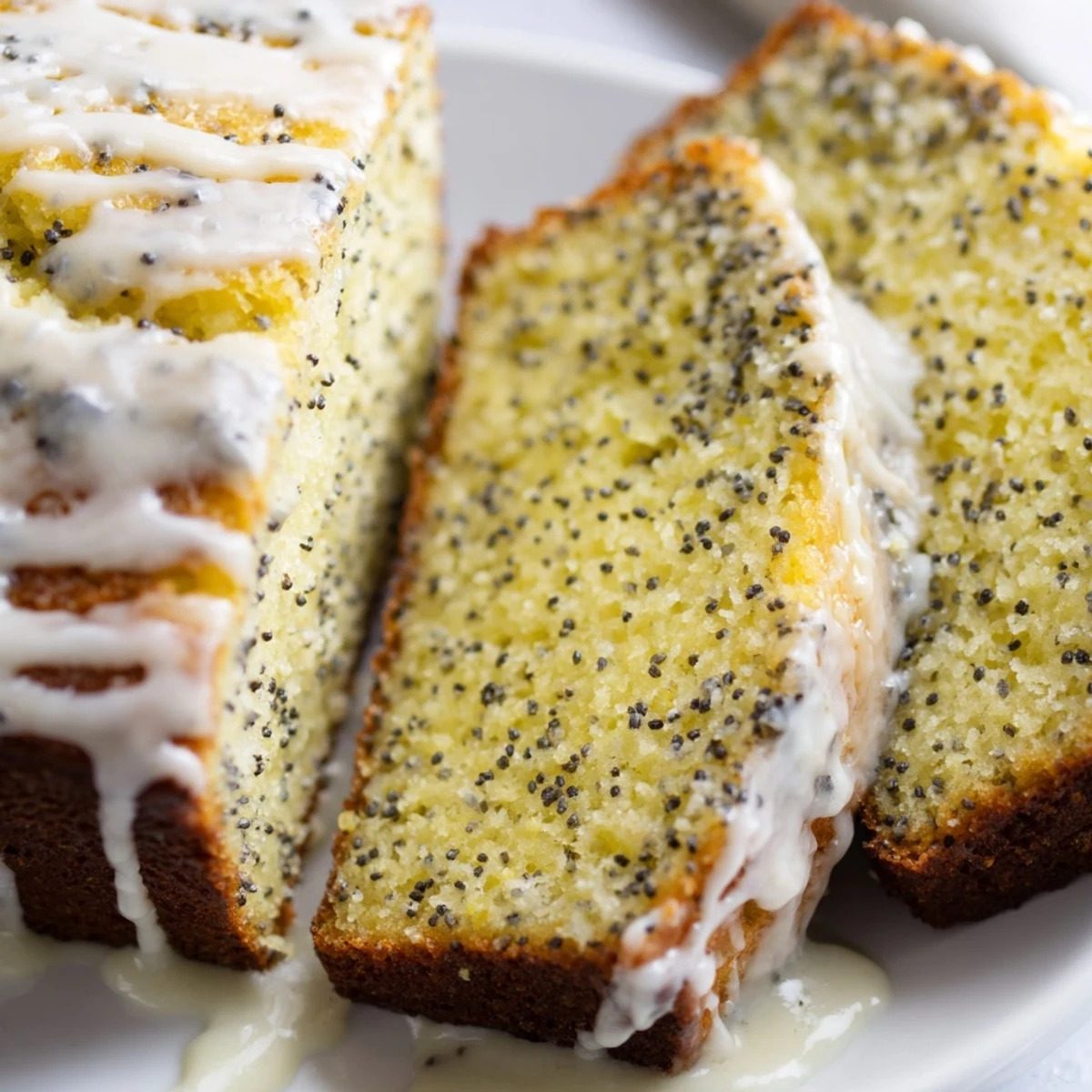 Zesty lemon poppy seed delight topped with citrus glaze and fresh lemon zest garnish