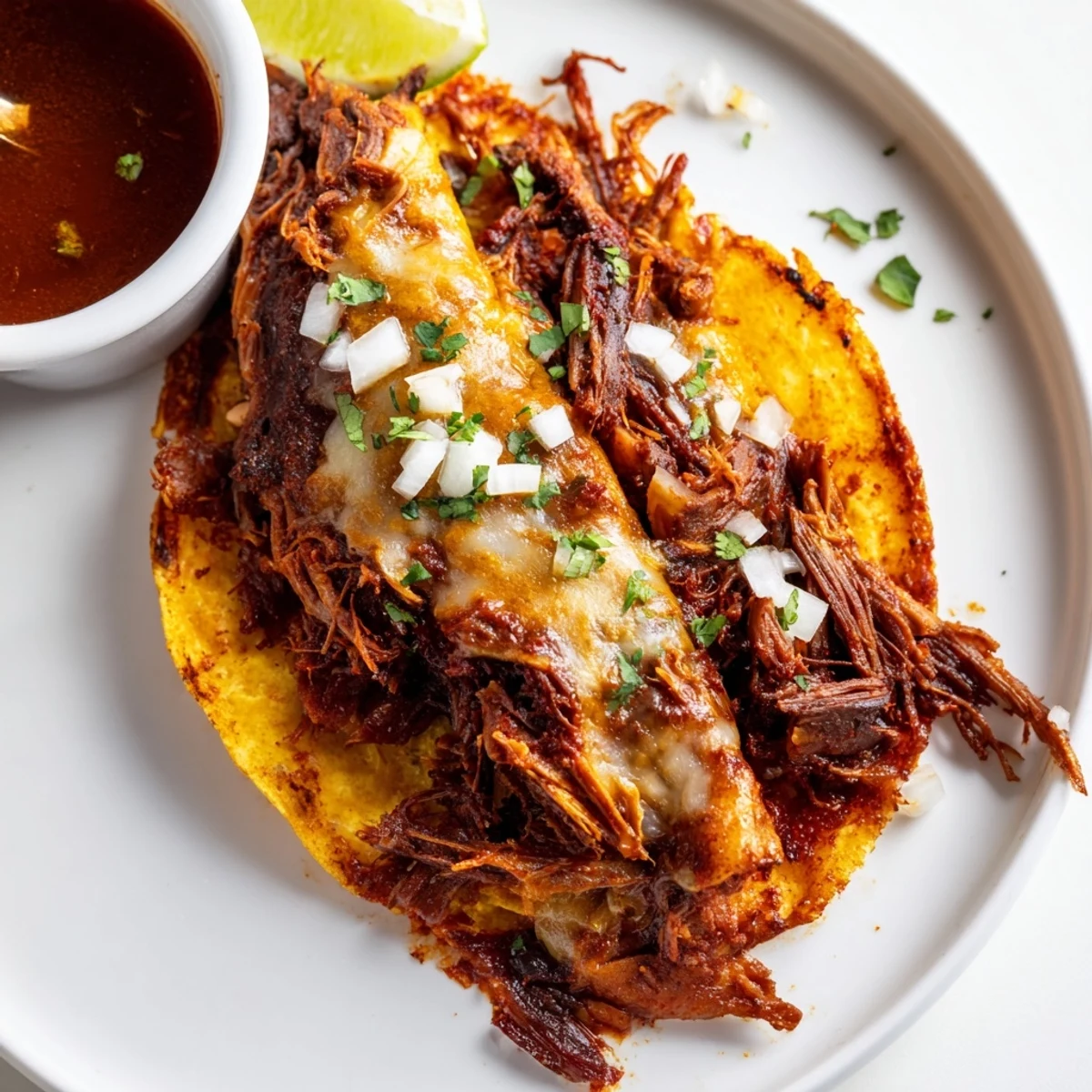 Super Crispy Birria Tacos Recipe with golden shells, juicy beef and lime