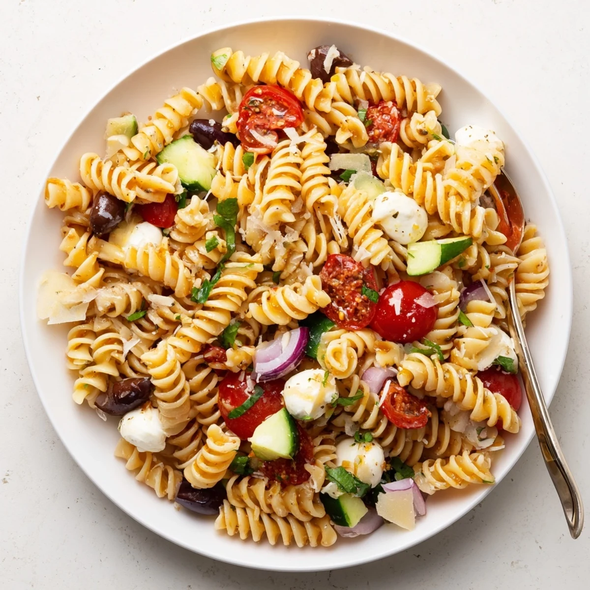 Chilled Gluten Free Italian Pasta Salad Recipe with sun dried tomatoes, basil