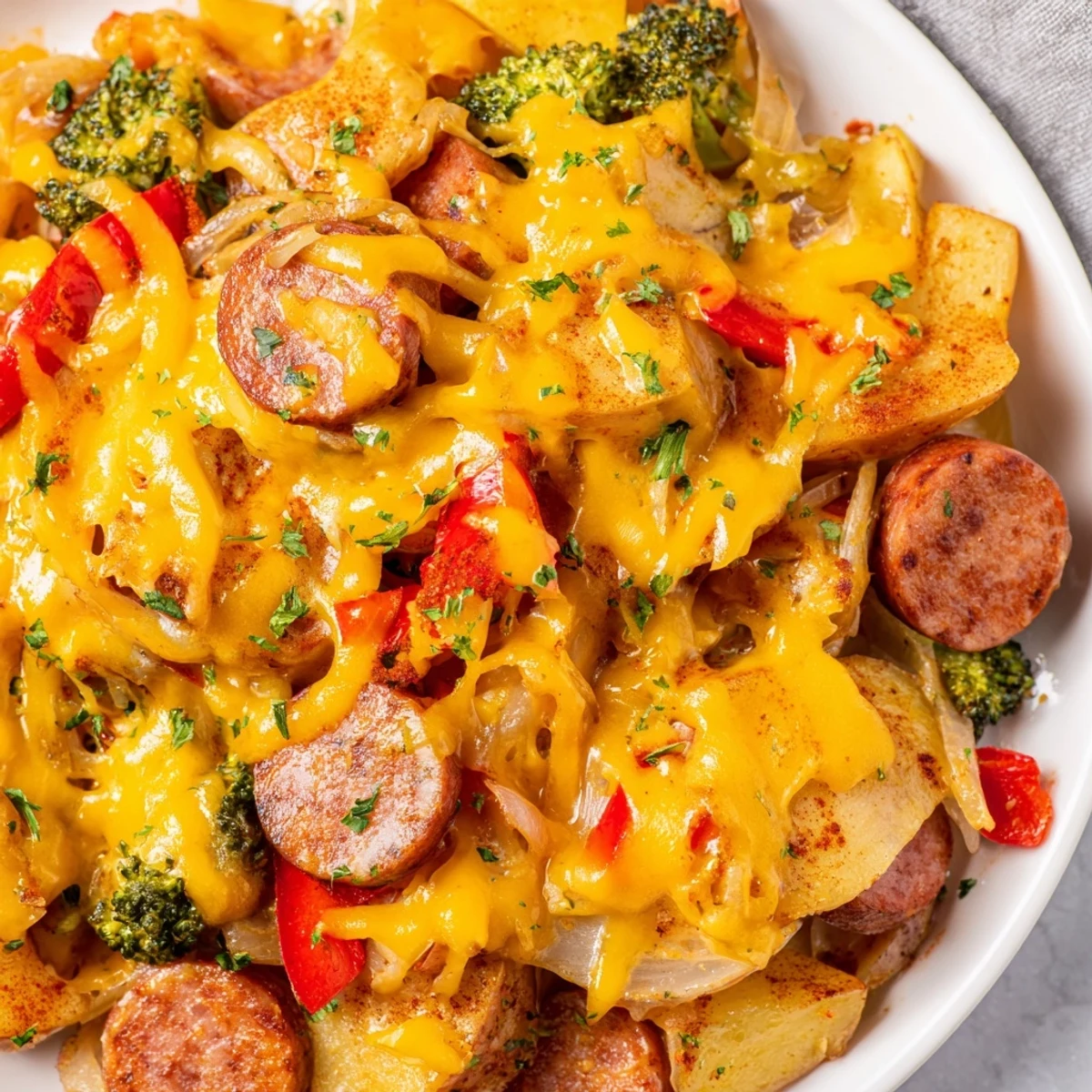 Cheesy Kielbasa Skillet