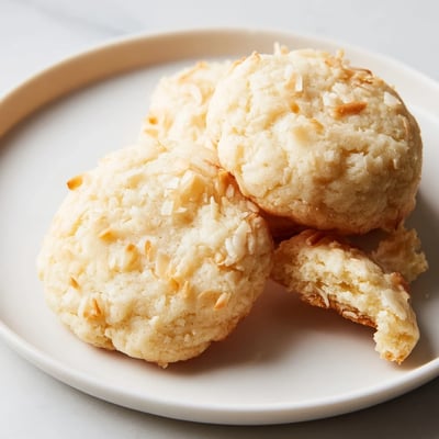Soft and buttery coconut cookies with crisp edges and chewy coconut centers